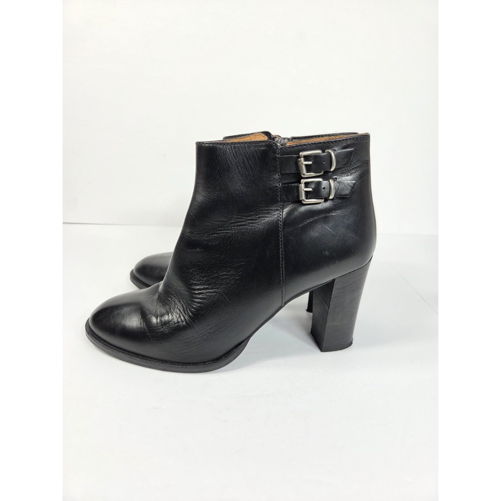 Madewell The Reid Black Leather Side Zip Ankle Boots Women Sz 10